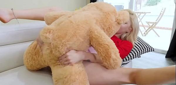  Petite girlfriend Sia Lust getting freaky with the teddy bear